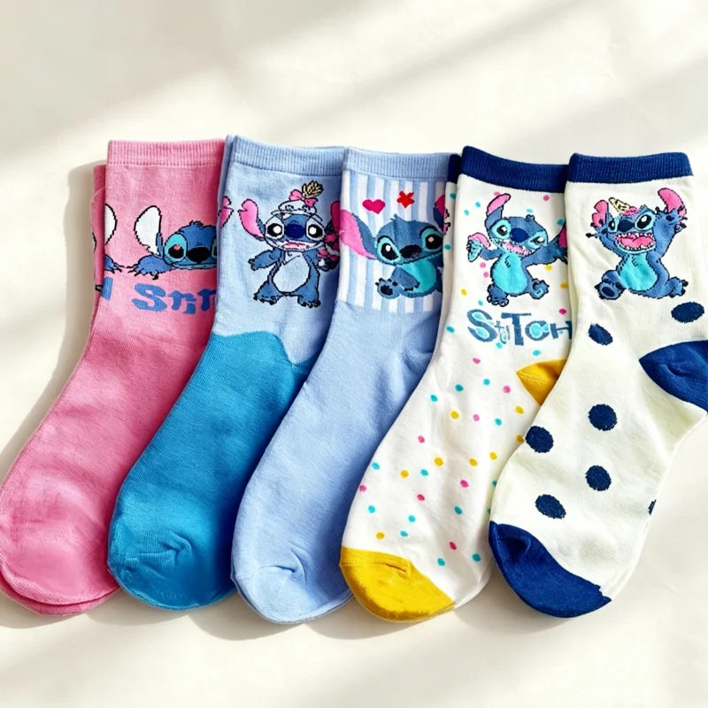 5 Pairs Of Four Season Unisex Fashionable Color Blocking/Cute Polka Dot Cartoon Versatile Comfortable Casual Letter Long Socks