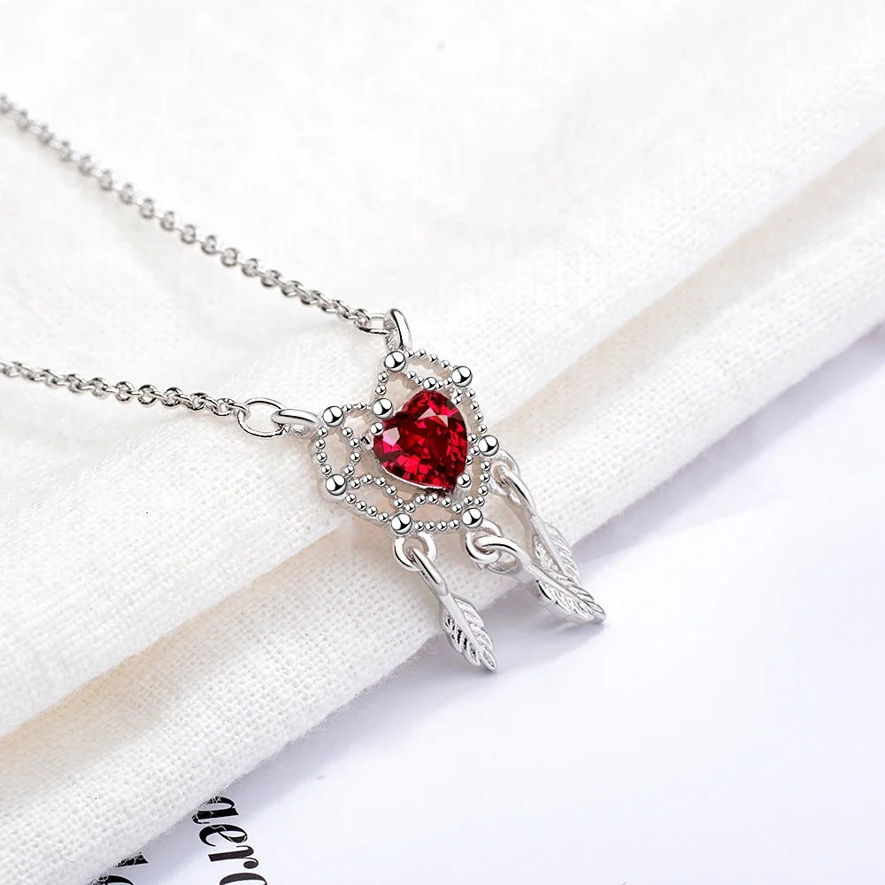 الحلو الأحمر الحب القلب 925 فضة حلم الماسك قلادة للنساء قصيرة سلسلة الترقوة حفل زفاف هدية الكريسماس #3