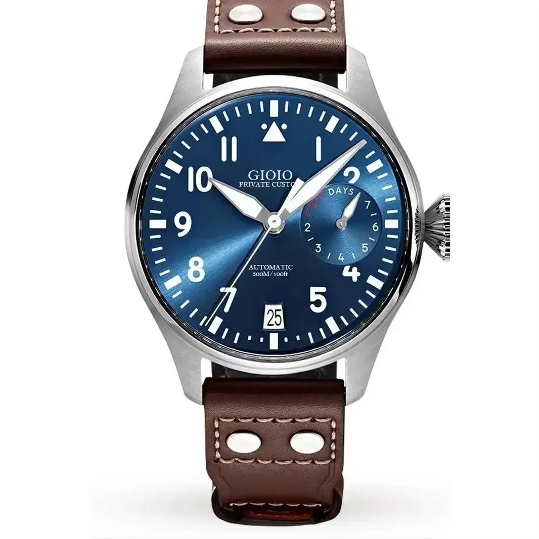 New Men Automatic Mechanical Watch Pilots Brown Leather Sport Watches