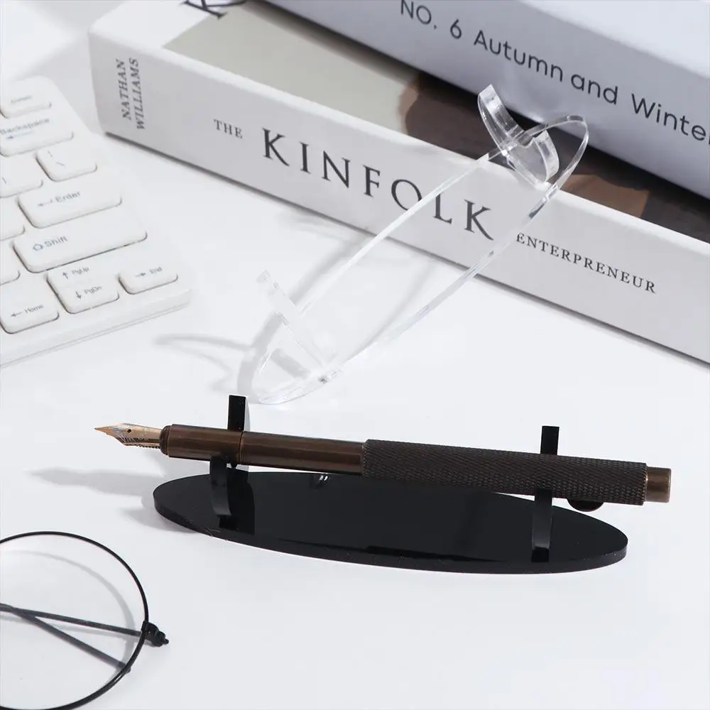 

Desk Pencil Holder Acrylic Pen Holder Clear Black Pen Display Stand Stationery Transparent Fountain Pen Rack