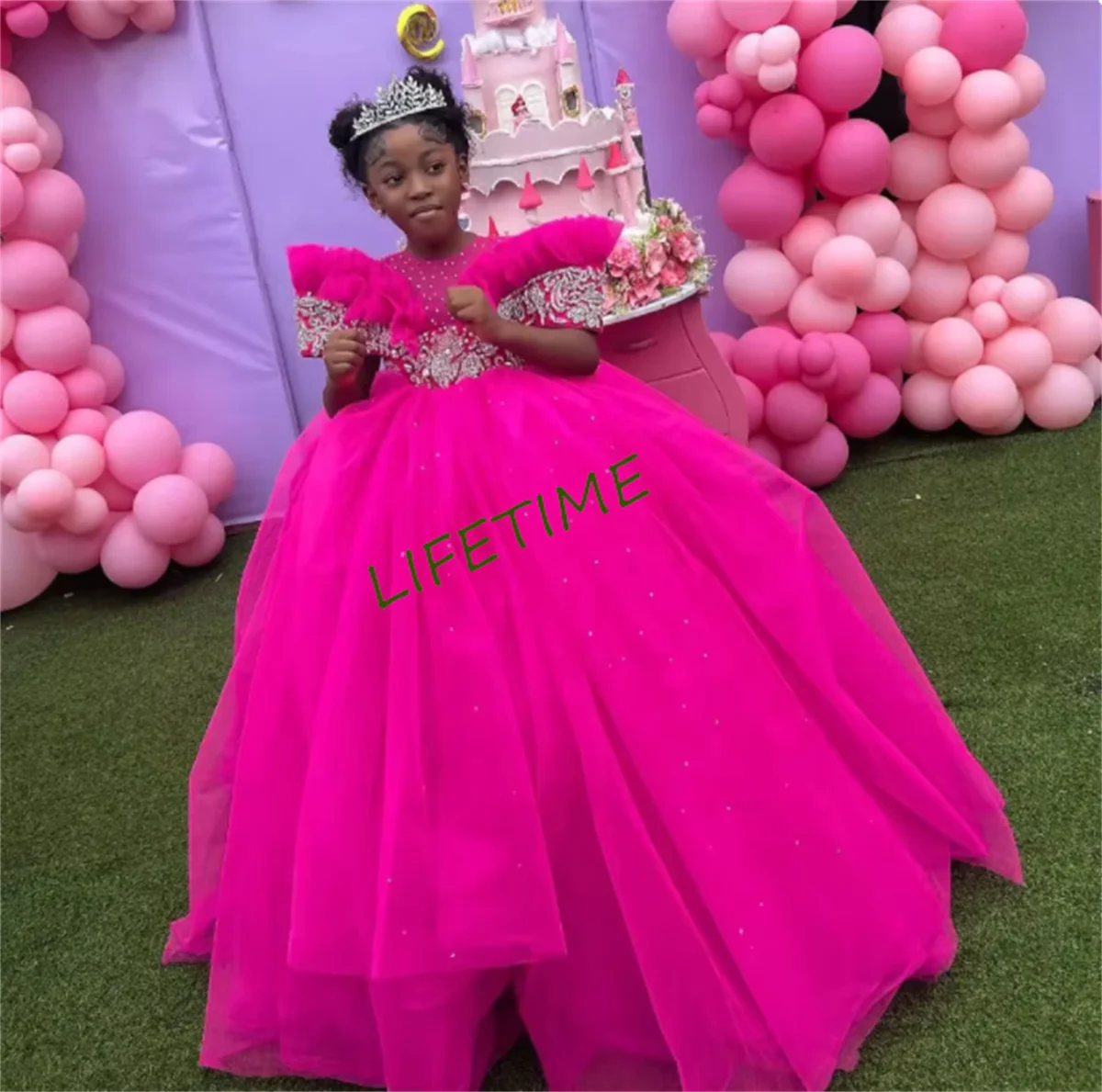 Vestidos de flores para niña para fiesta de boda, vestido de cumpleaños con perlas esponjosas, vestidos de primera comunión para chico de 1 a 14T