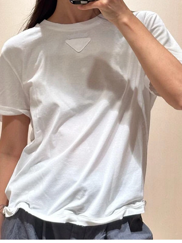 

Casual round Ne Women's T-irt Slim Fit Color Inverted e Label Spring New Sle Faionable Breathable Cotton