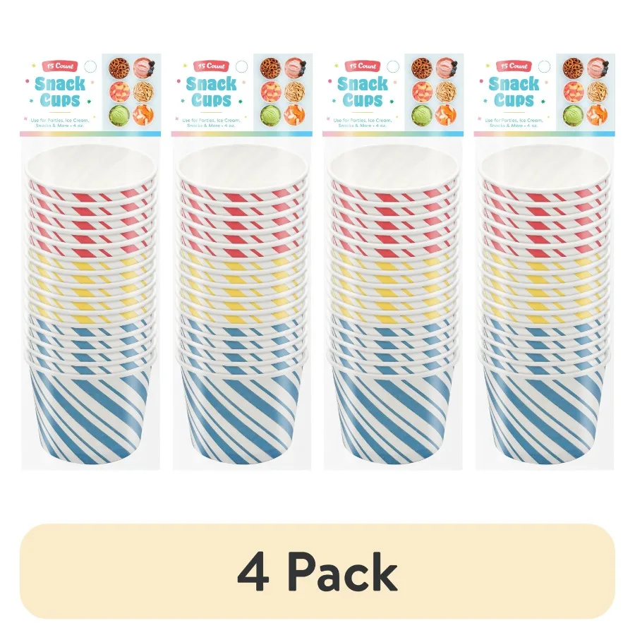 4 pack Disposable Paper Snack Cups 4 oz 15 Count