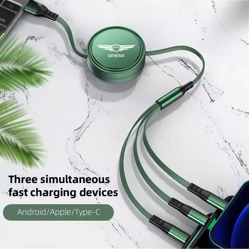 3-in-1 100W fast charger charging cable suitable for Genesis G80 GV70 GV80 GV60 G70 Essentia Neolun G90 GV90 X