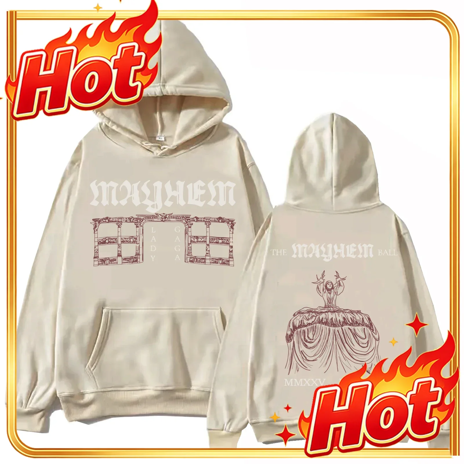 Lady Gaga Mayhem Ball Opera Haus Hoodie Roman Tour Man Woman Harajuku Long Sleeve Pullover Tops Sweatshirt Gift
