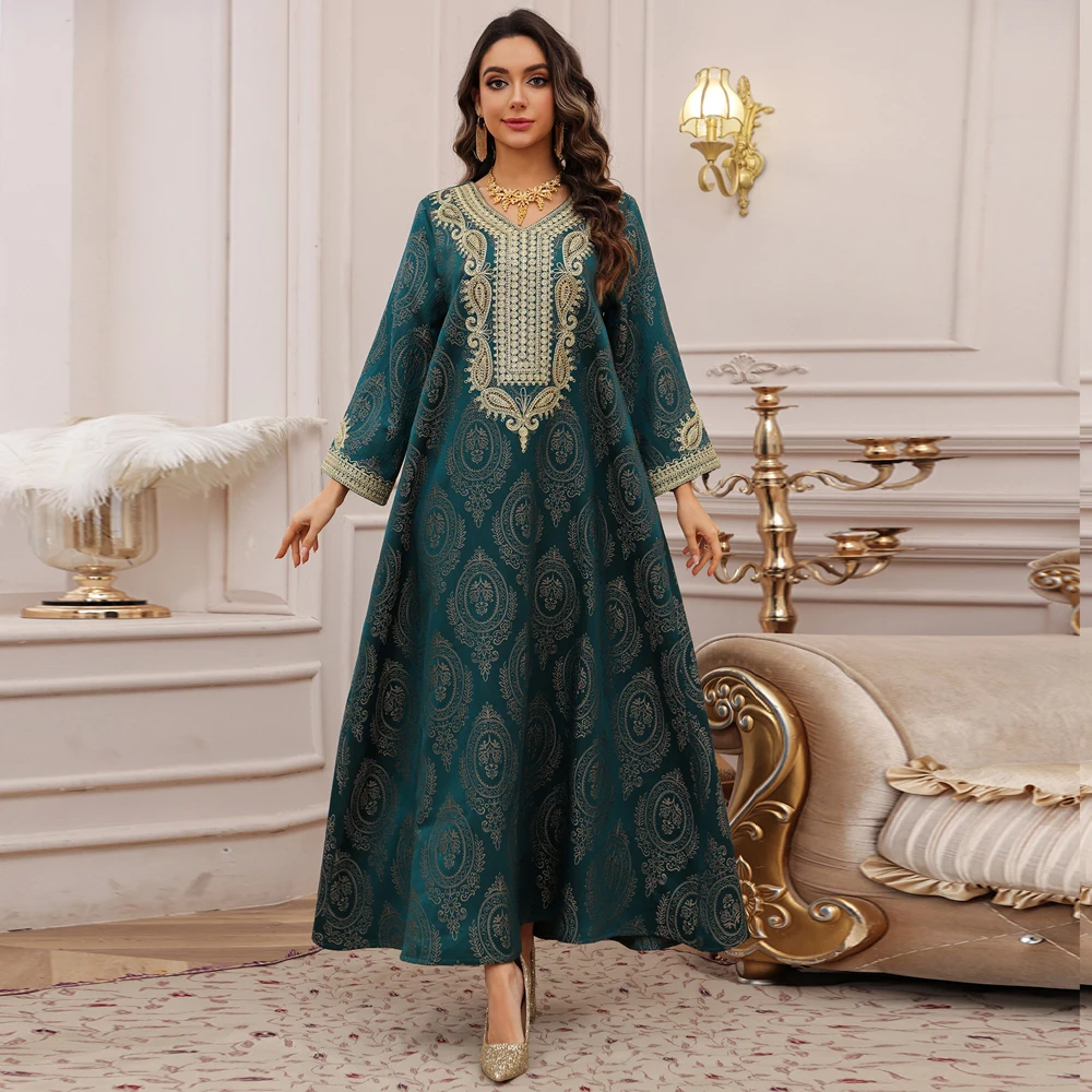 

Muslim Abaya for Women Party Dresses Embroidery Long Robe Eid Ramadan Dubai Abayas Kaftan Arab Jalabiya Modest Vestidos Djellaba