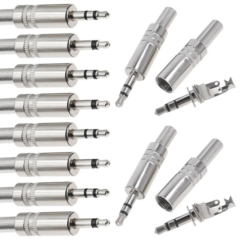 5Pcs 3Pole 2Pole Metal 3.5mm Mono Stereo Audio Connector for 3.5mm Earphone Jack Adapter
