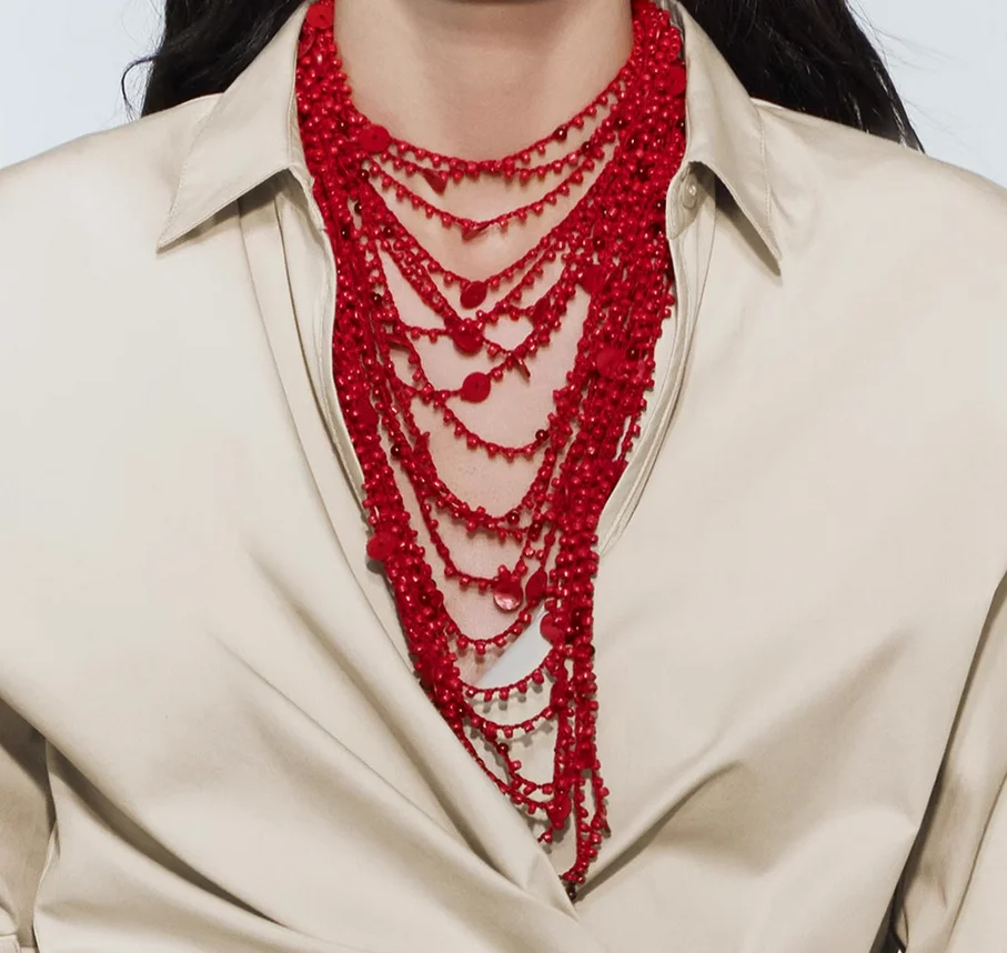 

Bohemian national style multi-layer hand-woven beaded necklace