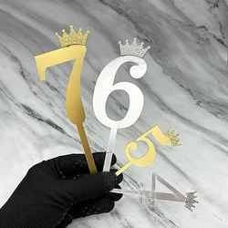 4.3/2.4 Inch Acrylic Number Cake Topper Gold Silver Numbers 0-9 for Kids 1st Birthday Happy Party Anniversary Cake Decorations