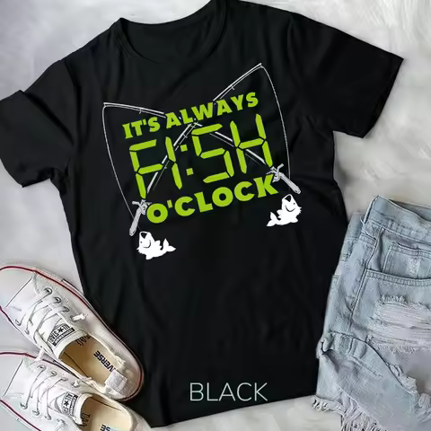 Funny Fishing It s Always s Fish O Clock T Shirt Unisex T shirt