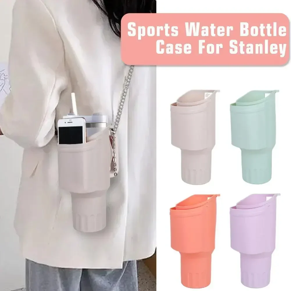 Water Bottle Handle Silicone Sling Holder with Shoulder Strap Fit Most Bottles Universal Bottle Lanyard Adjustable Strap