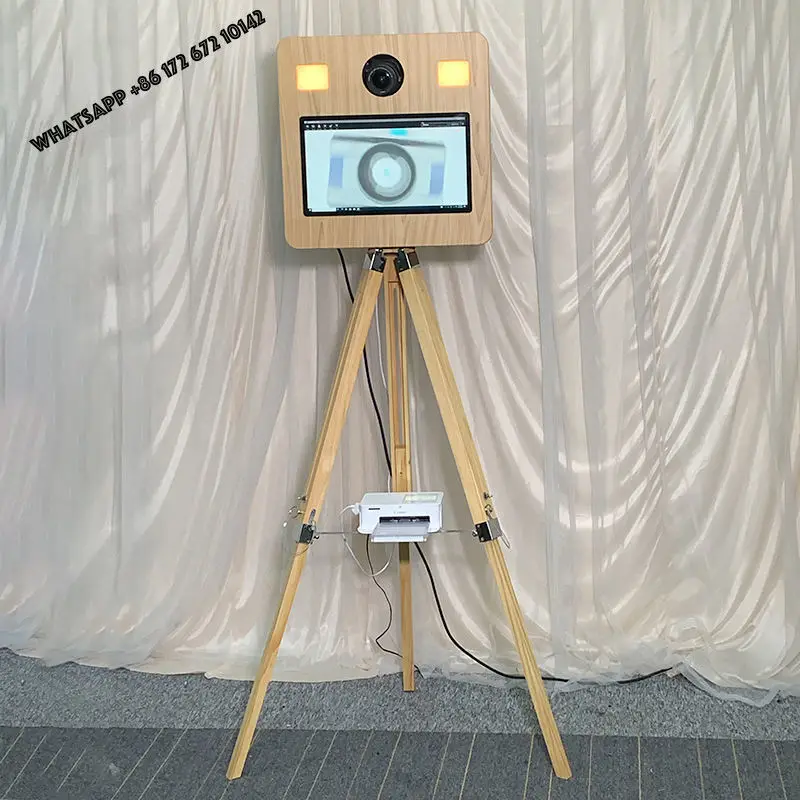 Custom 15.6 Inch Touchs Screen Dslr  Wooden Photo Booth Vintage Wood Box Shell Photo Booth Machine for Wedding Club Party