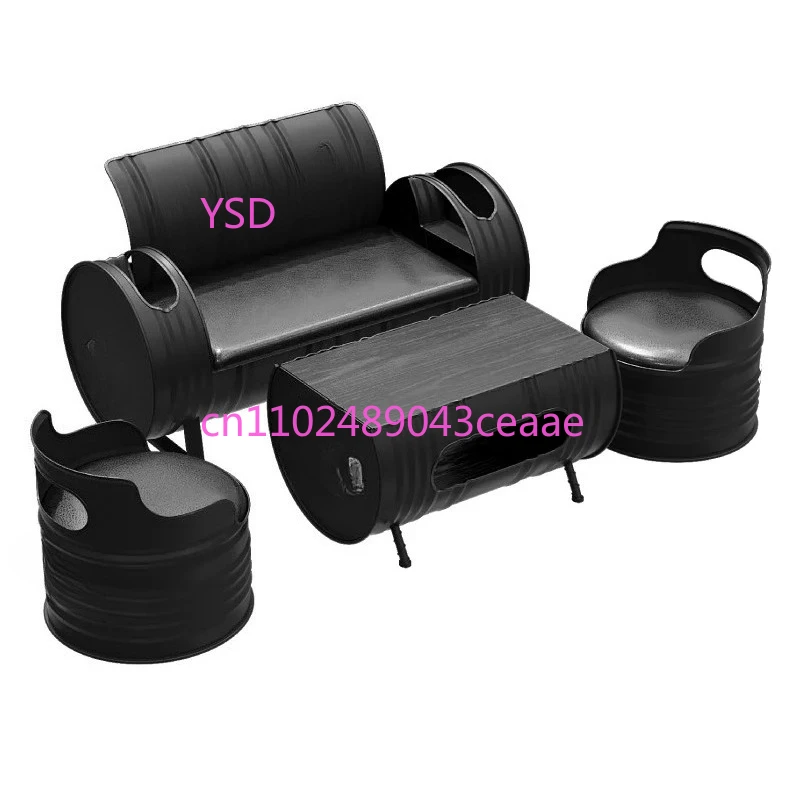 Industrial wind oil drum, card seat, sofa bar, waiting area to negotiate, rest area, commercial table and chair coffee table com
