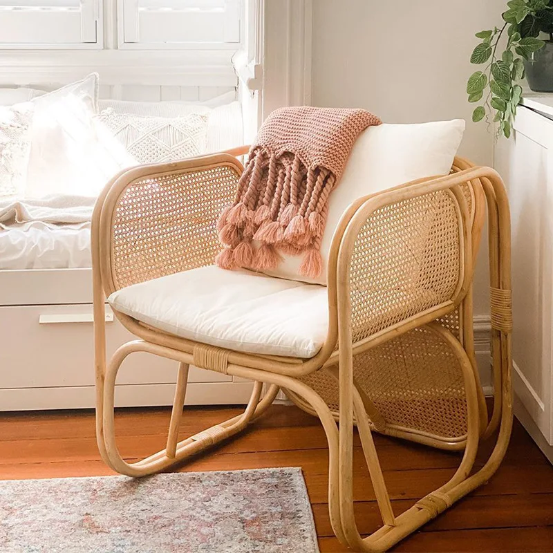 Nordic rattan sofa chair combination indoor homestay style Indonesian rattan double chair casual simple rattan chair