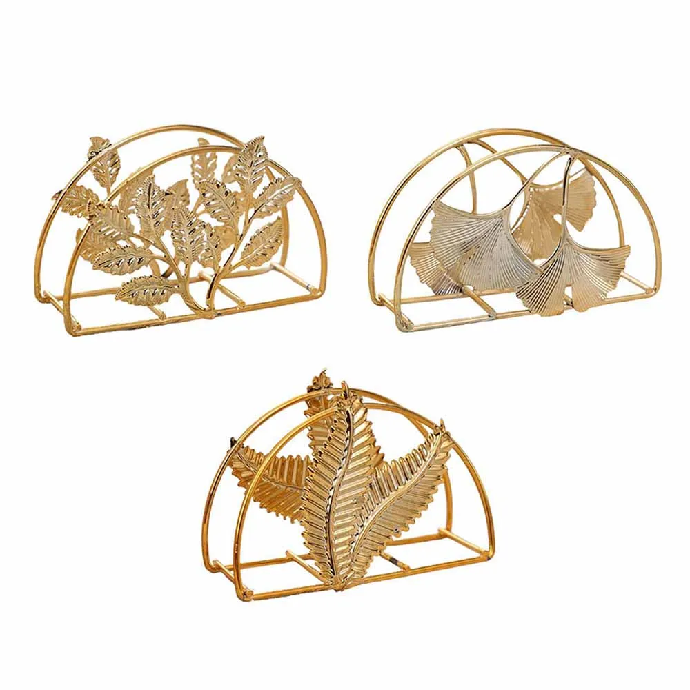 Gold Napkin Holder European Tabletop Iron Standing Napkin Dispenser Holders For Kitchen Household Tissue Holder