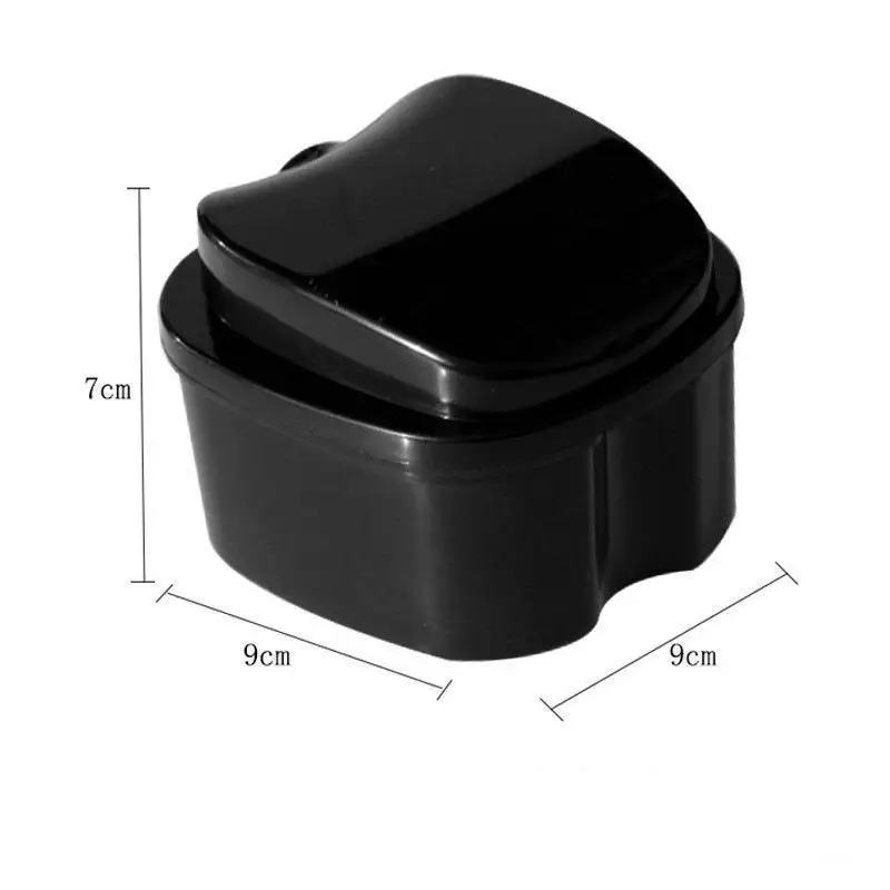 Denture Bath Organizer Box BPA Free False Dental Teeth Storage Container with Hanging Net for Trip Home Elderly Use