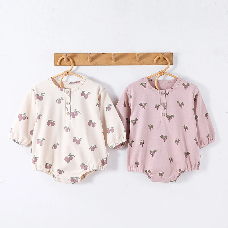 0-24M Newborn Kid Baby Boy Girl Clothes Cotton Spring Baby Romper Long Sleeve Bodysuite Cute Sweet Print Outfit