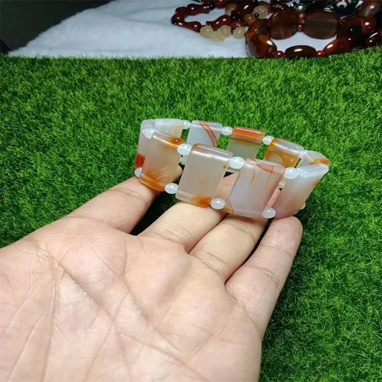 Natural Agate Chalcedony Hand Dream Plus Bead Agate Fashion Men's and Women's Hand Row