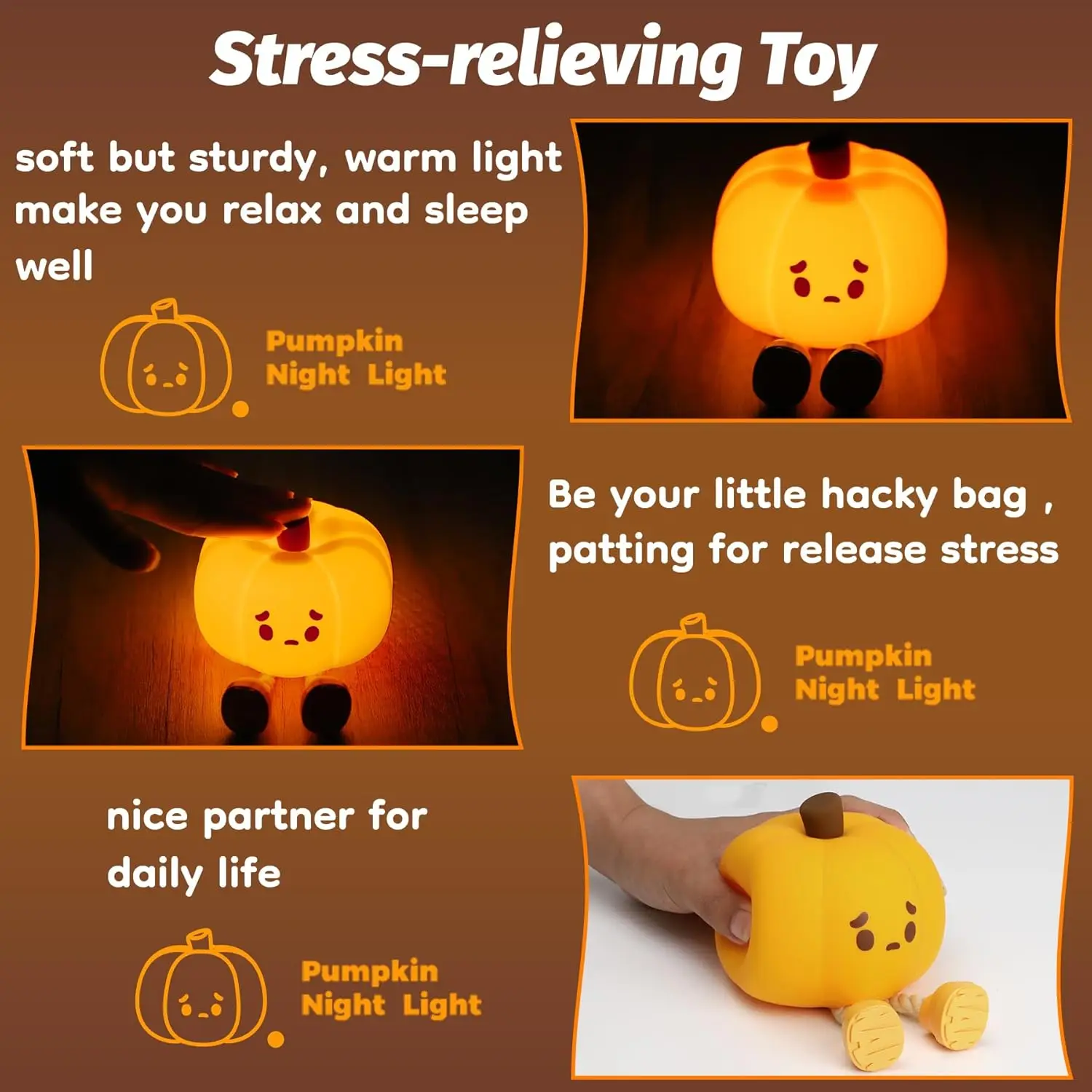 Pumpkin Silicone Night Light Kid Sleep Bedside Lamp Cute Children Gift Bedroom Soft LightingEye Protection Light Home Decoration