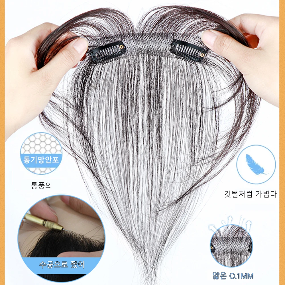 Clip in Bangs 100% Real Human Hair Piece for Women Human Baby Hair Bangs 360° 3D Cover Wispy Fake Clip in Hair Extensions