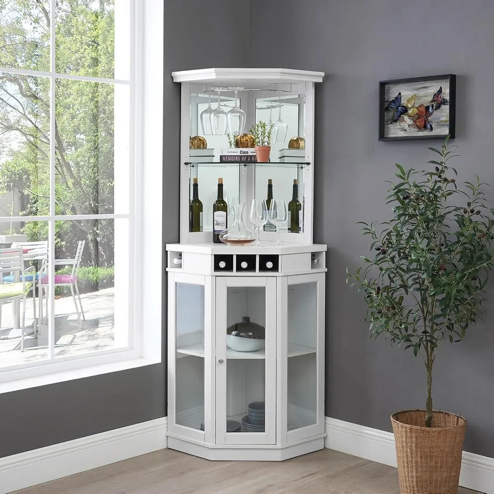 Bar Unit 73" Charcoal with Two Glass Shelves, built-in Wine Rack, storage Living Room, Home Office, Kitchen