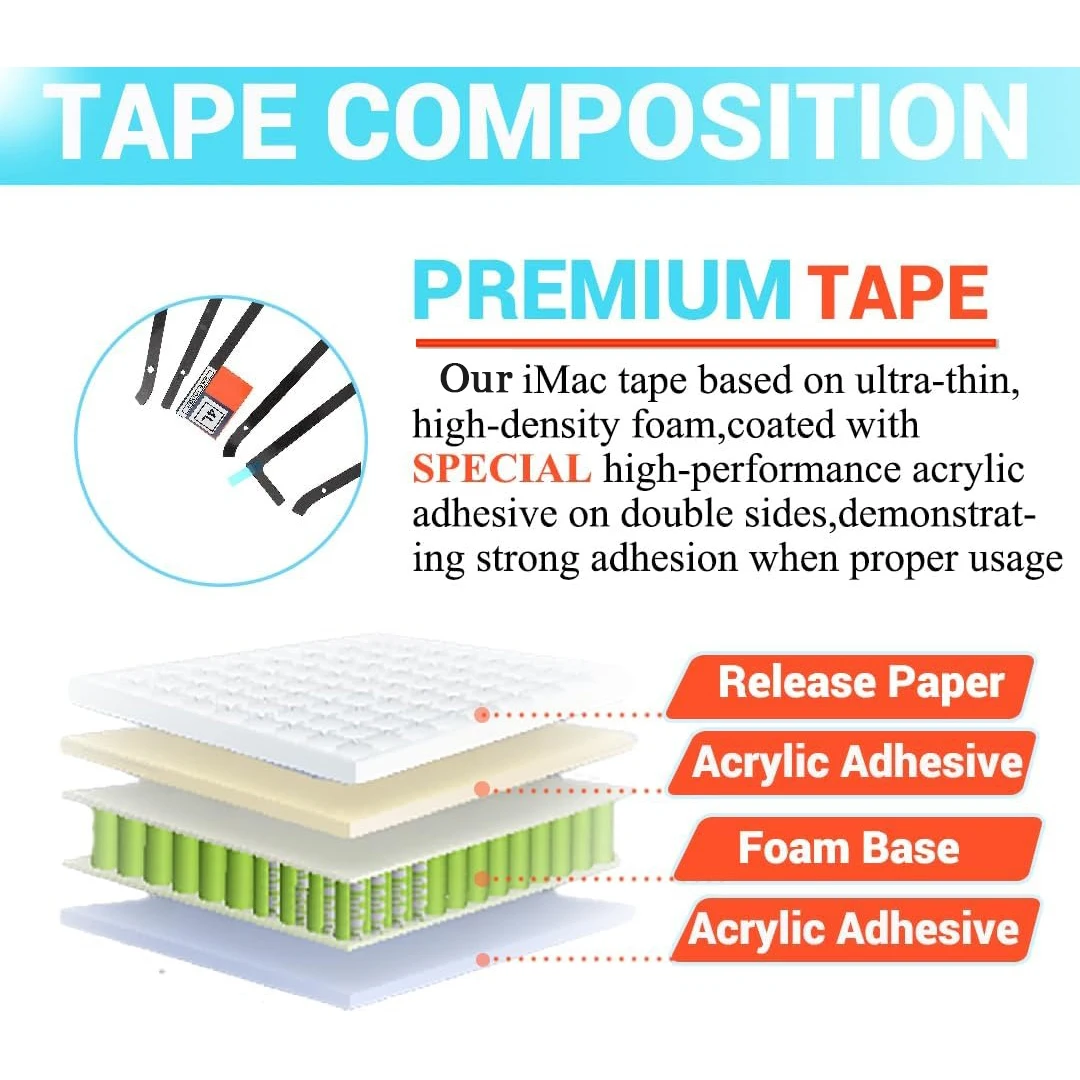 Replacement LCD Panel Adhesive Tape Strip Sticker + Opening Cutting Wheel Tool Kit for iMac 21.5'' 2012 2013 2014 2015 A1418