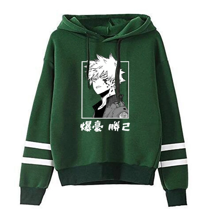 Women'S Men's Winter Autumn Fashion Hooded Casual Anime Bakugou Katsuki Printed Long Sleeve Stripe Hoodies Sweatshirts Loose Top