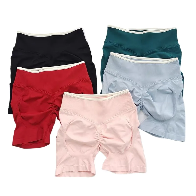 

Women White Waist Tight Summer Seamless Sports Shorts High Waist Hip Lifting Yoga Pants Running High Elastic Sport Shorts Female