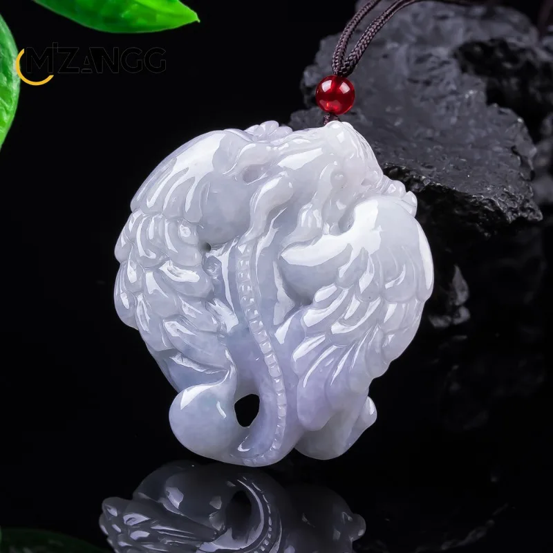 

Natural Jadeite Flying Celestial PiXiu Pendant Exquisitely Carved Personalized Fashion Necklace for Men and Women Lucky Amulet