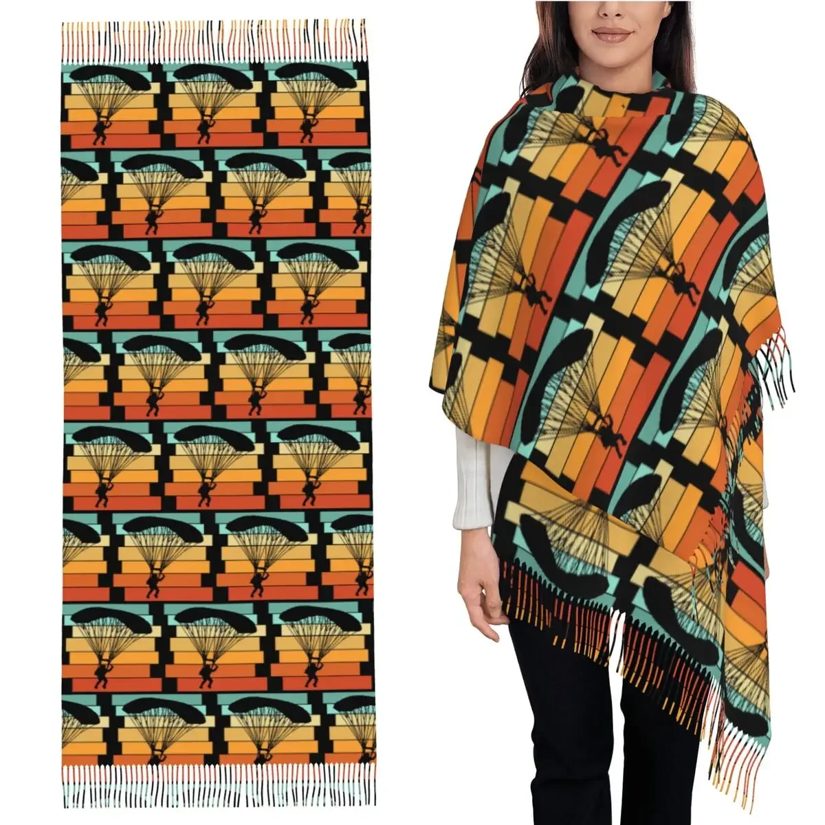 

Парапланерский шарф, шарфы с кисточками, женские мягкие теплые шали и накидки, длинная осенне-зимняя шаль, накидка