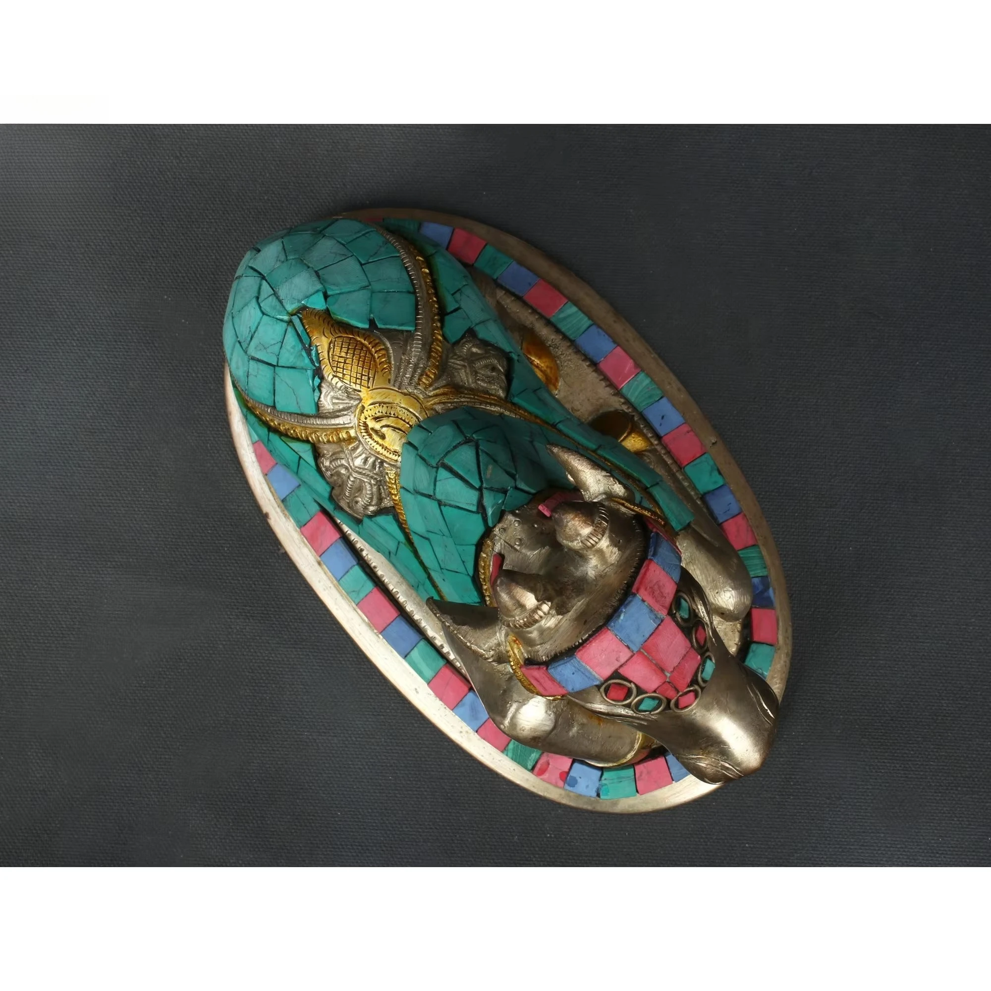 تمثال نحاسي مرصع يدويًا مقاس 7 بوصات لسيارة نندي شيفا