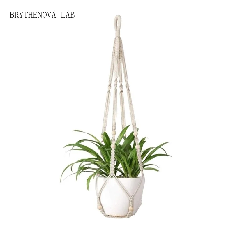 Modern Cotton Rope Hanging Planter Hanger Flower Net Pot Bag for Indoor Plant .Y5GA