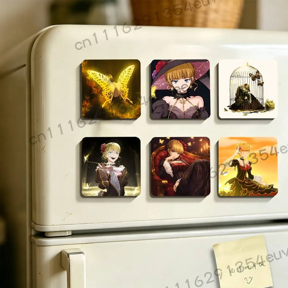 Game U-Umineko Beatrice Cartoon Square Acrylic Fridge Magnets Tiles Refrigerator Decor Home Decoration Craft Gift Accessories