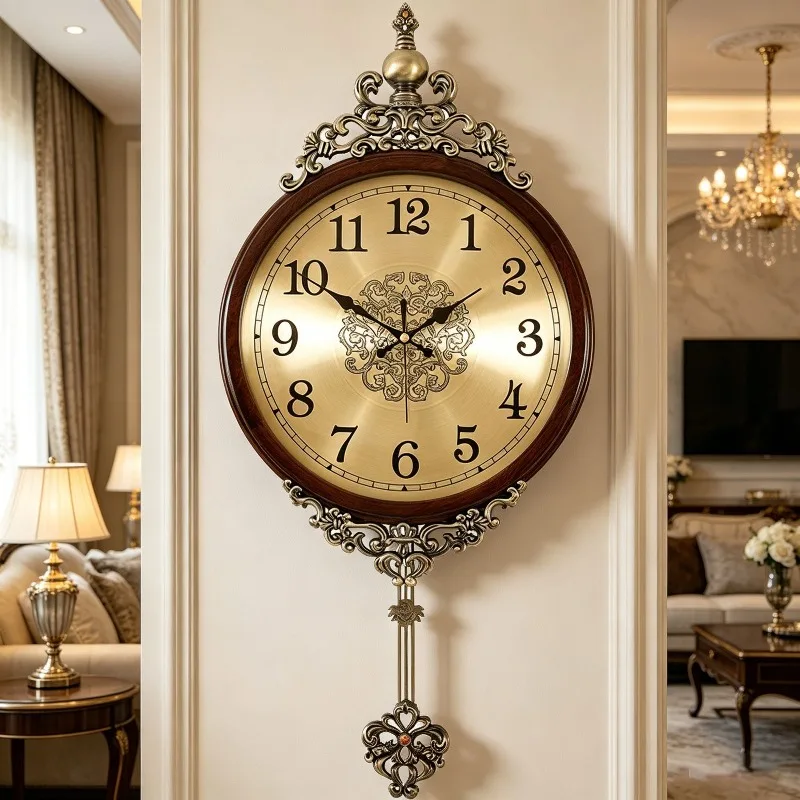 Vintage Wall Clock Decorative Wall Watch Silent Aesthetic Pendulum Clocks Minimalist Elegant Living Room Watches Home Decoration