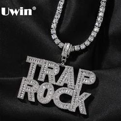 UWIN Customized Baguettecz Name Necklaces for Women Men Iced Out Cubic Zirconia Letters Fashion Personalized Jewelry for Gift