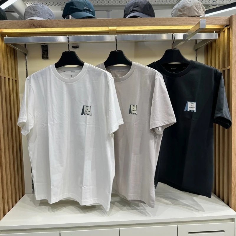 Coreano Snowpeak Estate Nuova Stampa Outdoor Camping Leisure T-shirt a maniche corte in puro cotone per il tempo libero Vacanze unisex