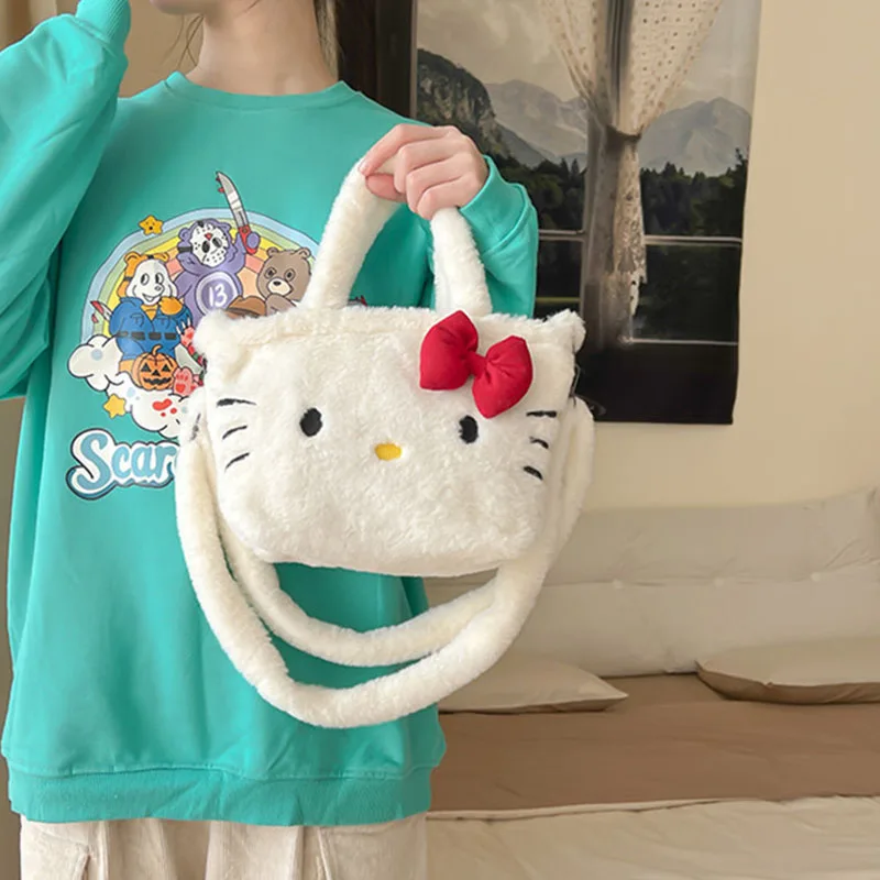 Kawaii Plushie Sanrio Bag Hello Kitty Kuromi Shoulder Bag Cute My Melody Storage Plush Handbag Women Bag Birthday Gift for Girl