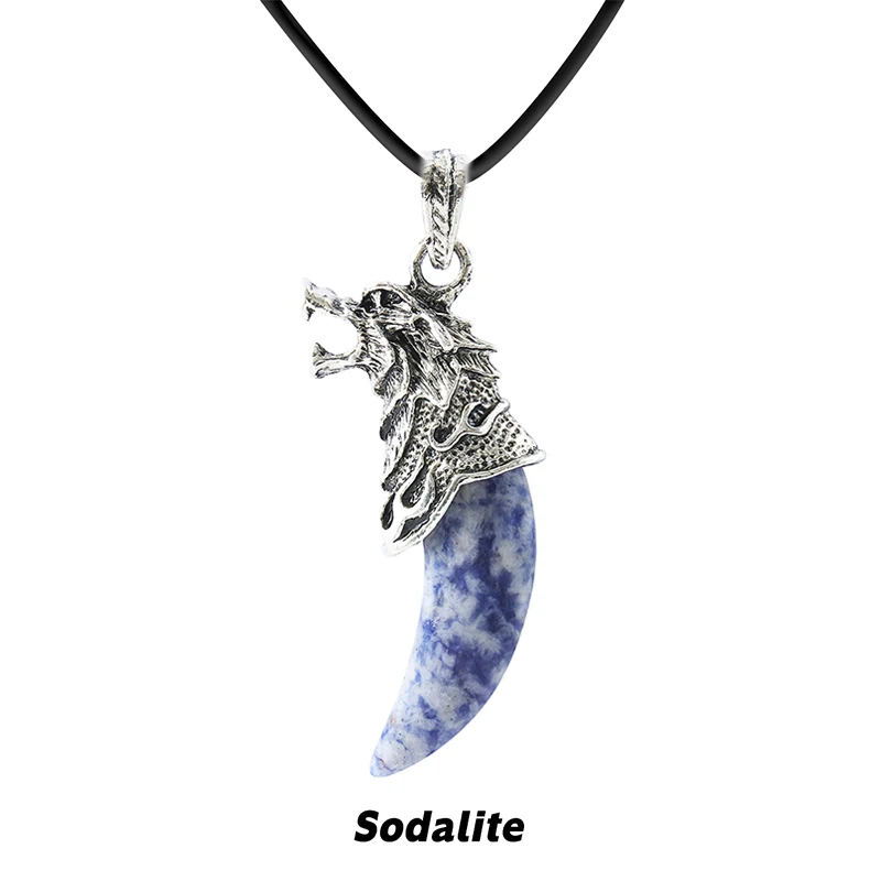 Wolf Tooth Pendant Necklace with Rose Quartz & Amethyst