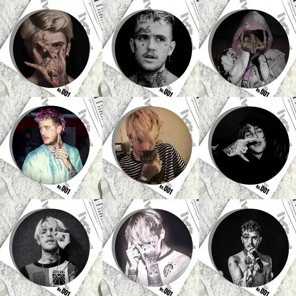 Singers L-Lil Peep Badges Peripheral Lapel Pins Tinplate Round Brooch For Shoulder Bag Accessories Souvenir Gifts