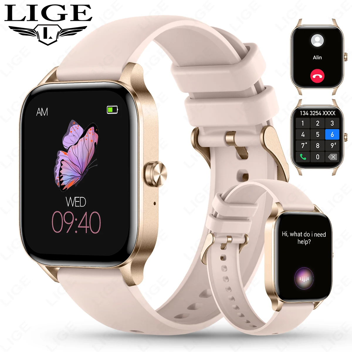 

LIGE Новые 1,83-дюймовые умные часы 2024, мужские и женские Bluetooth-вызовы, спортивные умные часы для фитнеса, монитор сна, браслет для Huawei Xiaomi