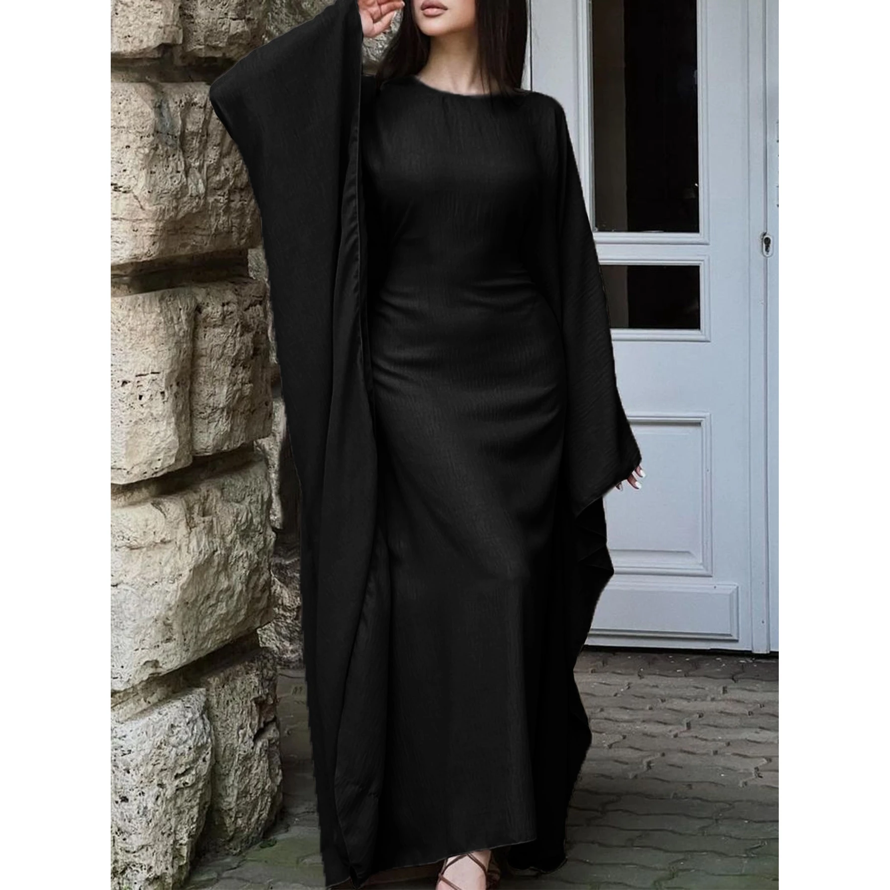 エレピュアカラーロングスウェットドクターエレロングドクター婦人服秋冬ニット生地バットウィングスウェットドクター