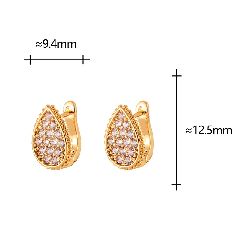 リアル 925 スターリングシルバー 14 18K ゴールドジルコンウォータードロップフープイヤリング女性のためのクラシックファインジュエリーミニマリストアクセサリー