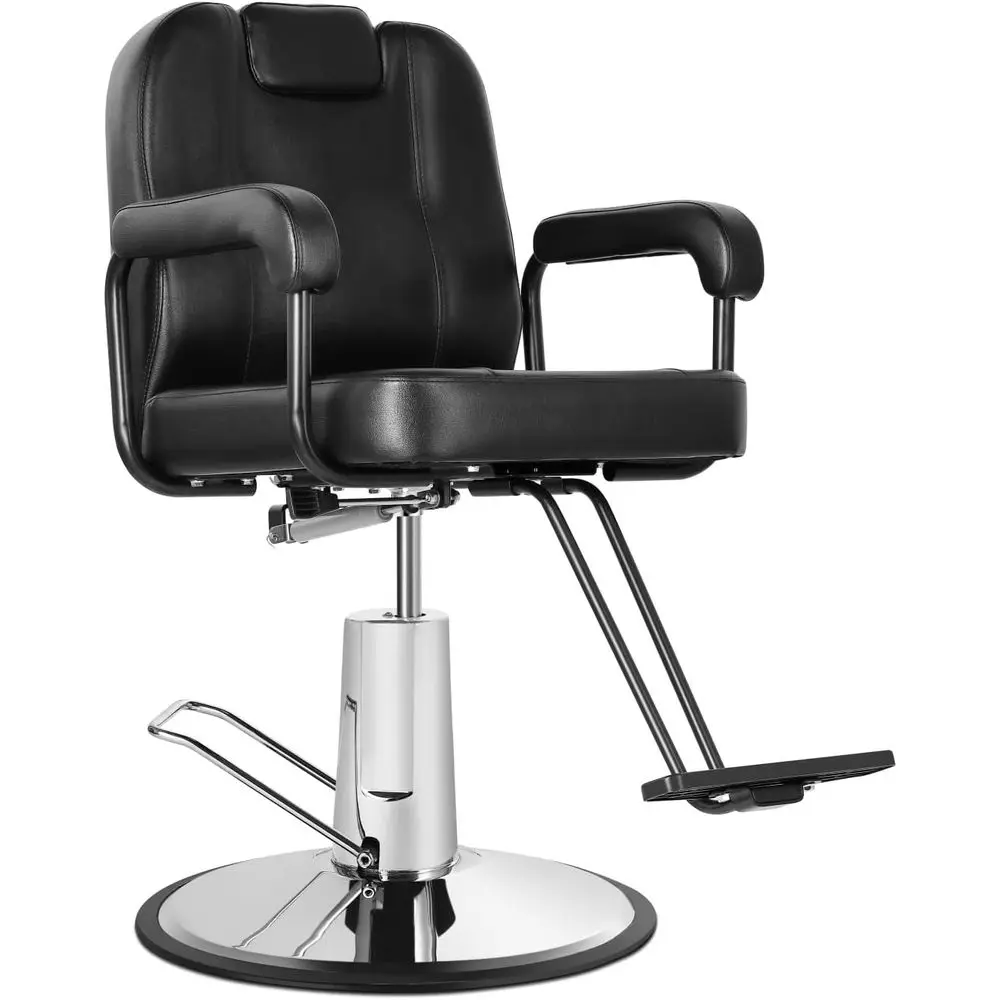 

Black Round Base Heavy Duty Hydraulic Pump Styling Salon Shampoo Chairs All Purpose Barber Chairs Cutting Reclining Chairs
