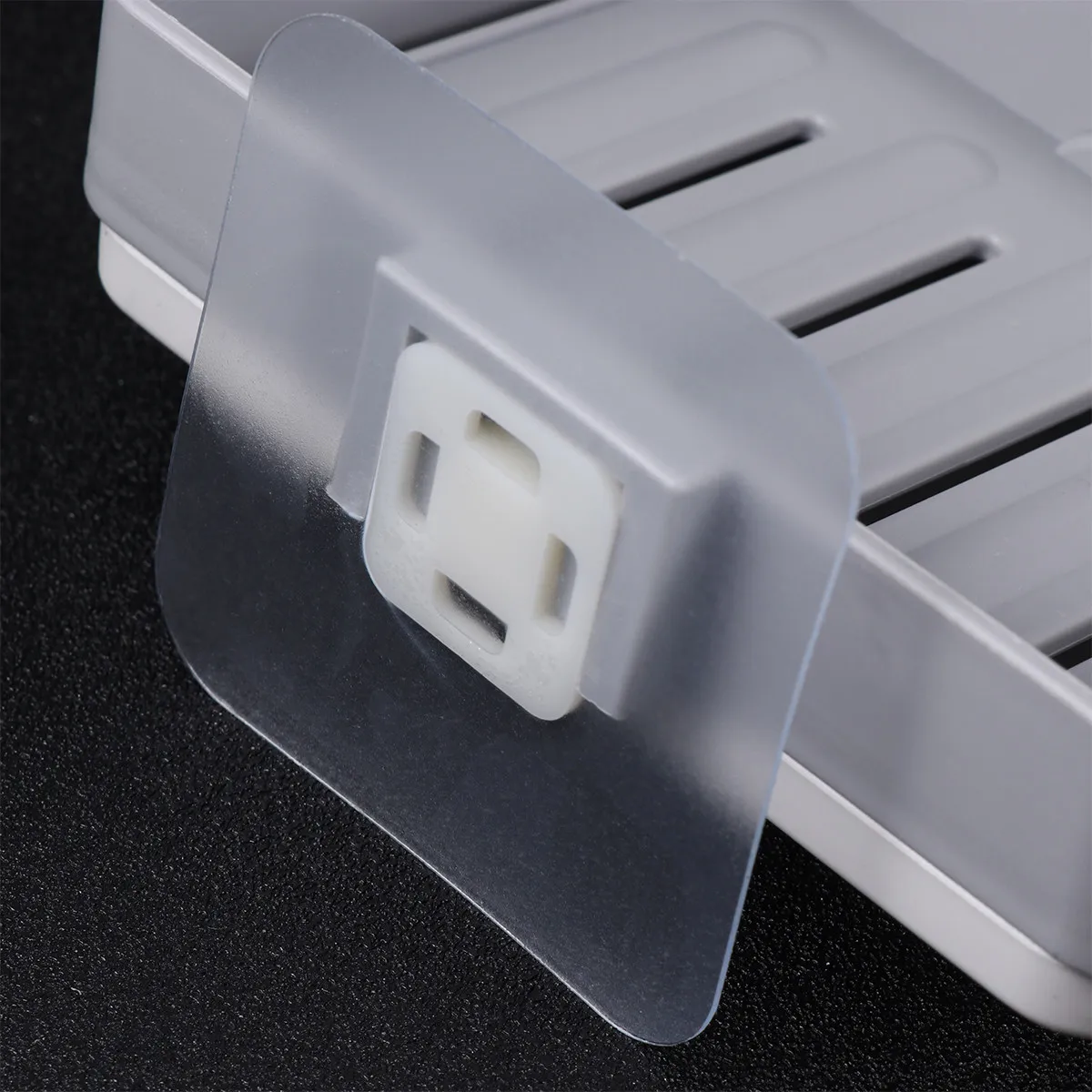 

Single Layer Dark Grey Soap Box Strong Drainage Rack Non-Slip Soap Container for Bathroom and Kitchen Wall Mount Design