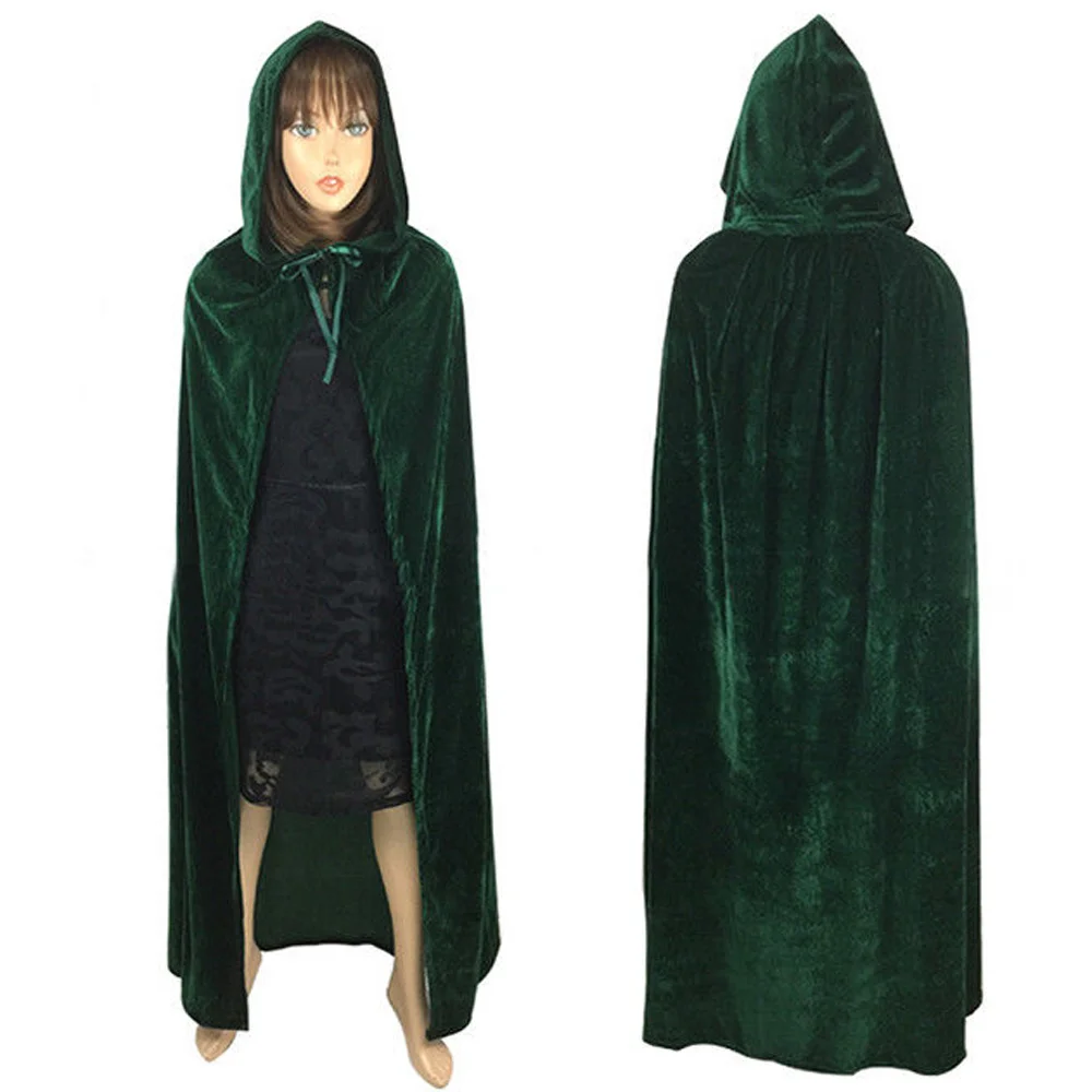 

Witch Cloak Hooded Cape Army Green Halloween Costume Cosplay Outfit Party Trick-Or-Treating Reusable Witch Cloak