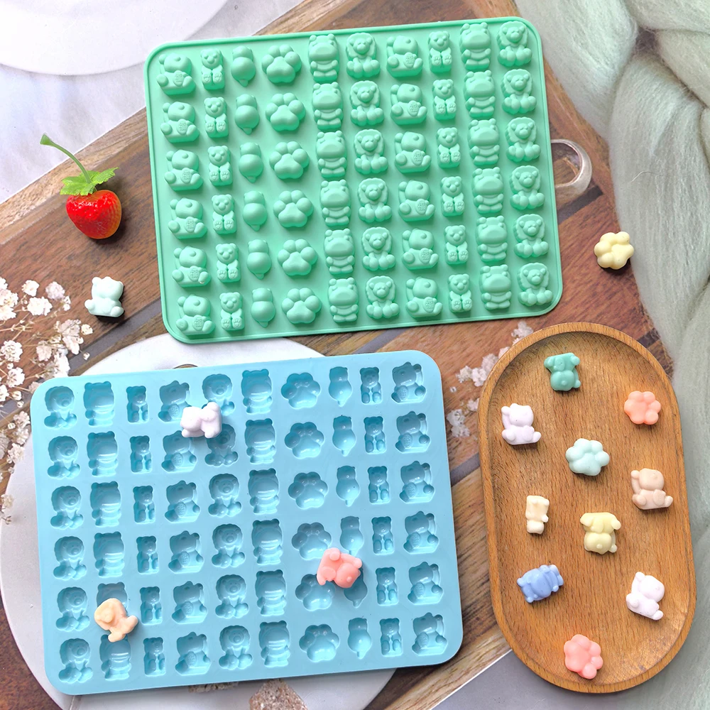 1pc Creative Lion Animal Bear Candy Chocolate Silicone Mold DIY Pudding Biscuit Cake Baking Mold (60 Chambers)