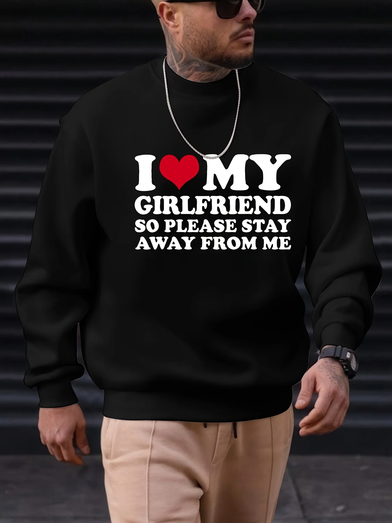 

Мужской пуловер с длинными рукавами и буквенным принтом «Я люблю свою девушку», повседневная свободная спортивная рубашка.