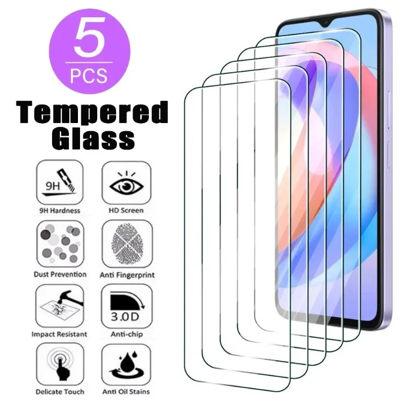 5PCS All Transparent Tempered Glass for  Honor 9 8 10 20 30 40 Pro Lite 8A 9A 8X 9X 9C 10i 20i 30i V20 V30 HD Screen Protector