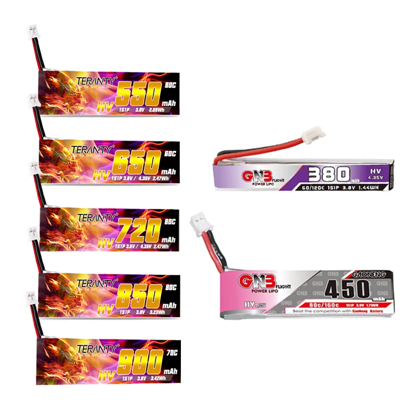5/10 шт. GNB 1S 3,8 В 380 мАч 450 мАч TERANTY 550/650/720/850/900 мАч 60C 70C 80C LiPo аккумулятор с вилкой PH2.0 для Tinyhawk