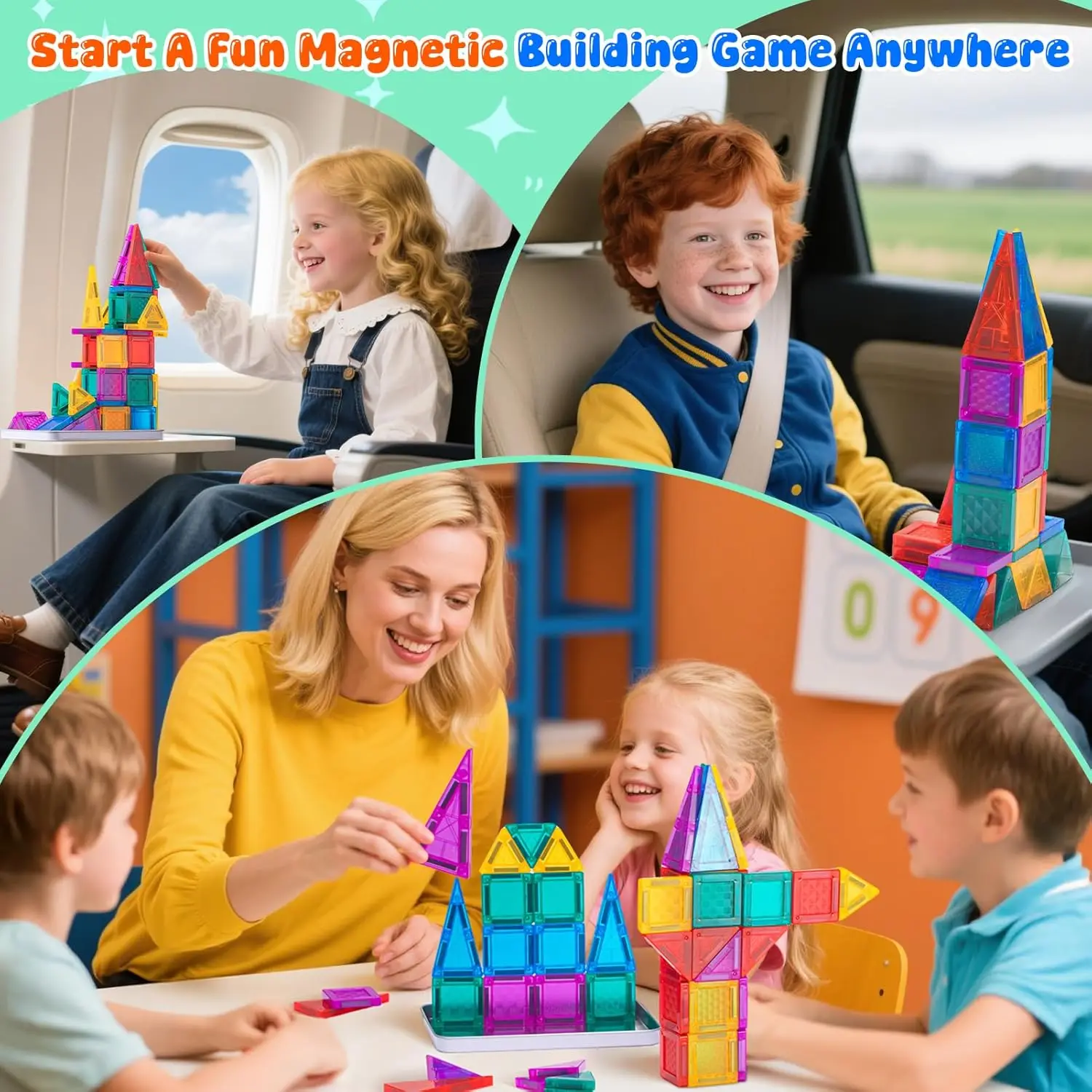 Mini Magnetic Tiles With Metal Storage Box Magnetic Building Blocks Kids Games Portable Montessori Education Toys For New Year